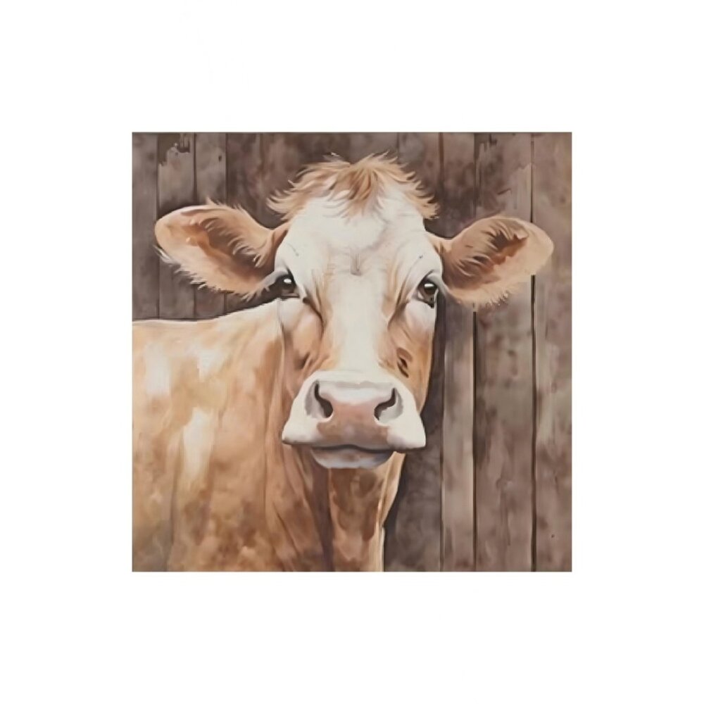Farmhouse Cattle for Country Theme Unframed Canvas Wall Art  16" X 16"